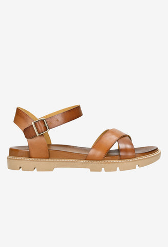 Wojas Light Brown Leather Sandals with Single Strap | 76036-53