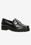 Wojas Black Leather Loafers with Decorative Strap | 46080-51