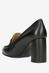 Wojas Black Leather High Heels with Decorative Buckle | 46109-71