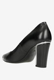 Wojas Black Leather High Heels with Silver Detail  | 35044-51