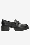 Wojas Urban-style Black Leather Loafers with Decorative Chain | 46113-51