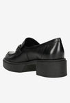 Wojas Urban-style Black Leather Loafers with Decorative Chain | 46113-51