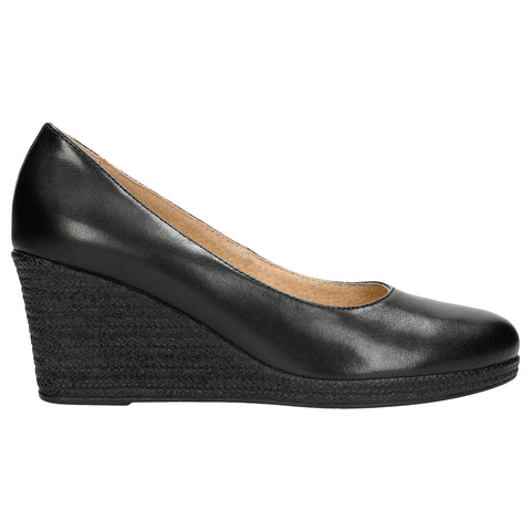 Wojas Black Leather Closed Toe Wedges | 35077-51