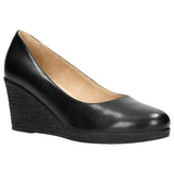 Wojas Black Leather Closed Toe Wedges | 35077-51