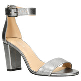 Wojas Silver Leather Open Toe High Heels with Single Strap | 7602850