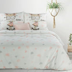100% Cotton White Printed Duvet Set - Mother's Daughter +/ - TWIN SIZE | Kids-06