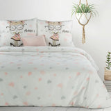 100% Cotton White Printed Duvet Set - Mother's Daughter +/ - TWIN SIZE | Kids-06