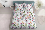 100% Cotton White Satin Duvet Set with Floral Pattern +/ - QUEEN SIZE | 4242-A