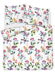 100% Cotton White Satin Duvet Set with Floral Pattern +/ - QUEEN SIZE | 4242-A