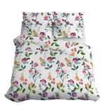 100% Cotton White Satin Duvet Set with Floral Pattern +/ - QUEEN SIZE | 4242-A