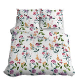 100% Cotton White Satin Duvet Set with Floral Pattern +/ - QUEEN SIZE | 4242-A