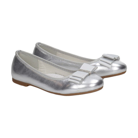 S. Barski Big Girls' Elegant Silver Flats | 1104-SI