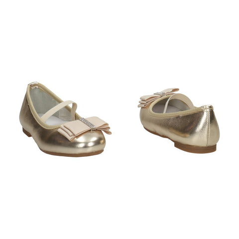 S. Barski Girls' Elegant Golden Flats with Bow | 1105-GO