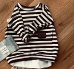 Black and White Striped Long-Sleeved Shirt | LS-01