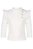 Girls' White Ribbed Long Sleeved Shirt | HAL-103