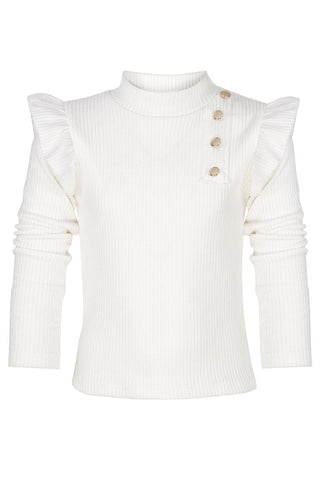 Girls' White Ribbed Long Sleeved Shirt | HAL-103