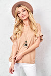 Beige Shirt with Frills and Necklace | BL-17885-BE