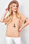 Beige Shirt with Frills and Necklace | BL-17885-BE