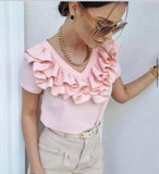 Italian Powder Pink Ruffled Shirt | HAL-27