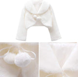 Girls' First Communion White Long-sleeved Plush Bolero | BE-01