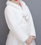 Girls' First Communion White Long-sleeved Plush Bolero | BE-01