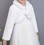 Girls' First Communion White Long-sleeved Plush Bolero | BE-01