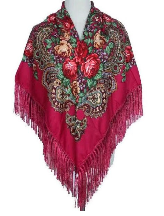 Folk Pattern Scarf with Fringes | HAL-224
