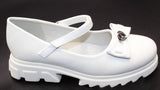 Girls' White Mary Jane Communion Oxfords with Bow and Strap | YJ1620-5B