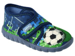 Befado Dark Blue School Slippers with Football Print FLEXI | 465P050
