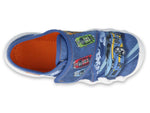 Befado Blue School Slippers with Racing Car Print | 273X316