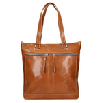 Wojas Light Brown Leather Tote Bag with Zipper | 8004053