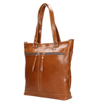 Wojas Light Brown Leather Tote Bag with Zipper | 8004053