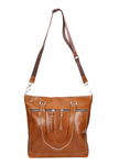 Wojas Light Brown Leather Tote Bag with Zipper | 8004053