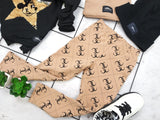 Girls' Brown Pants with CC Print | MIK-10