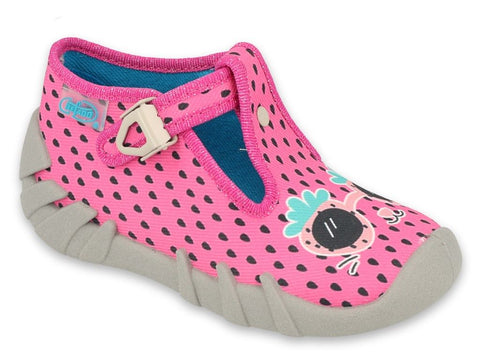 Befado Pink School Slippers with Strawberry SPEEDY | 110P455