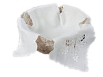 White Bread Basket Serviette with White Floral Embroidery | 2797-1