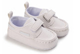 Soft Faux Leather White Christening Moccasins with Non-Slip Soles | CHR-01