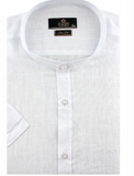 Men's 100% Cotton Short Sleeve Slim-fit Shirt with Stand-up Collar | HAL-W