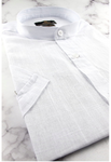 Men's 100% Cotton Short Sleeve Slim-fit Shirt with Stand-up Collar | HAL-W