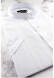 Men's 100% Cotton Short Sleeve Slim-fit Shirt with Stand-up Collar | HAL-W