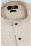 Men's 100% Cotton Short Sleeve Slim-fit Shirt with Stand-up Collar | HAL-W