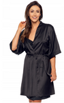 Women's Drop Shoulder Belted Satin Robe | ADELA