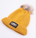 YO CLUB! Girl's Mustard Insulated Pom-Pom Beanie | CZ-301