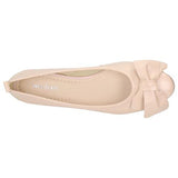 Wojas Powder Pink Leather Ballet Flats with Bow | 44007-54