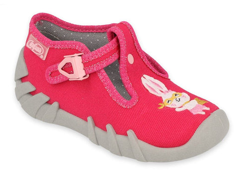 Befado Pink School Slippers with Bunny SPEEDY | 110P451