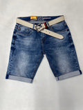 Men’s Blue Jeans Shorts with Light Belt | 1575