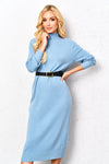 Blue Long Turtleneck Sweater Dress | SW-18132