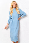 Blue Long Turtleneck Sweater Dress | SW-18132