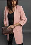 Italian Style Light Pink Long Blazer | HAL-175