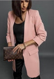 Italian Style Light Pink Long Blazer | HAL-175